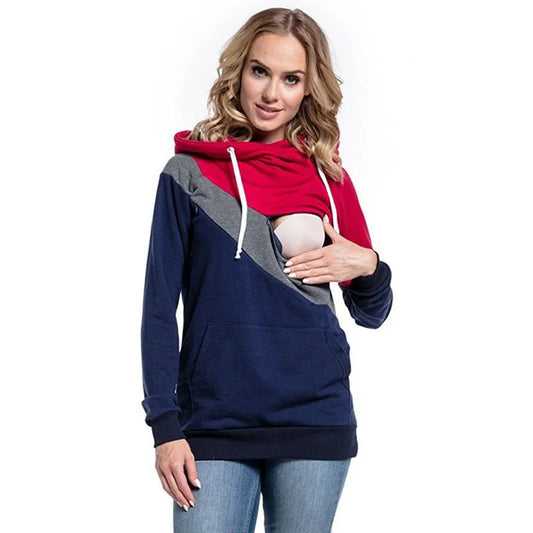 Maternity Clothes Fashion Multifunctional Mother Breastfeeding Hoodies T-shirt Stitching Breastfeeding Pregnancy Womens Clothing