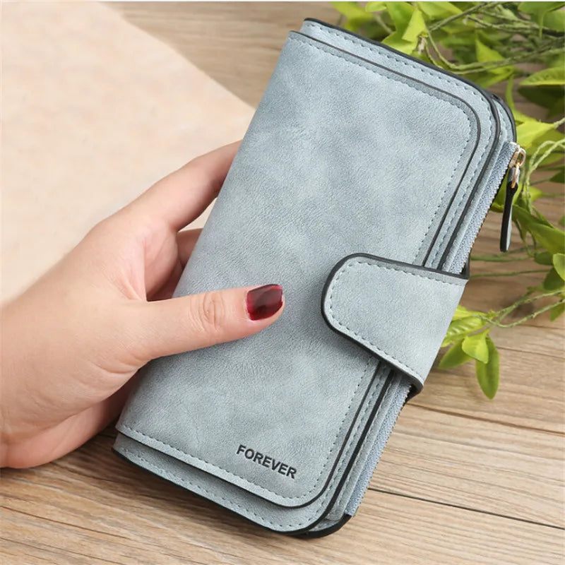 Women Scrub Leather Long Wallet High Quality Ladies Clutch Wallet Lady Purses Large Capacity Wallets Carteira Feminina 5 Choices