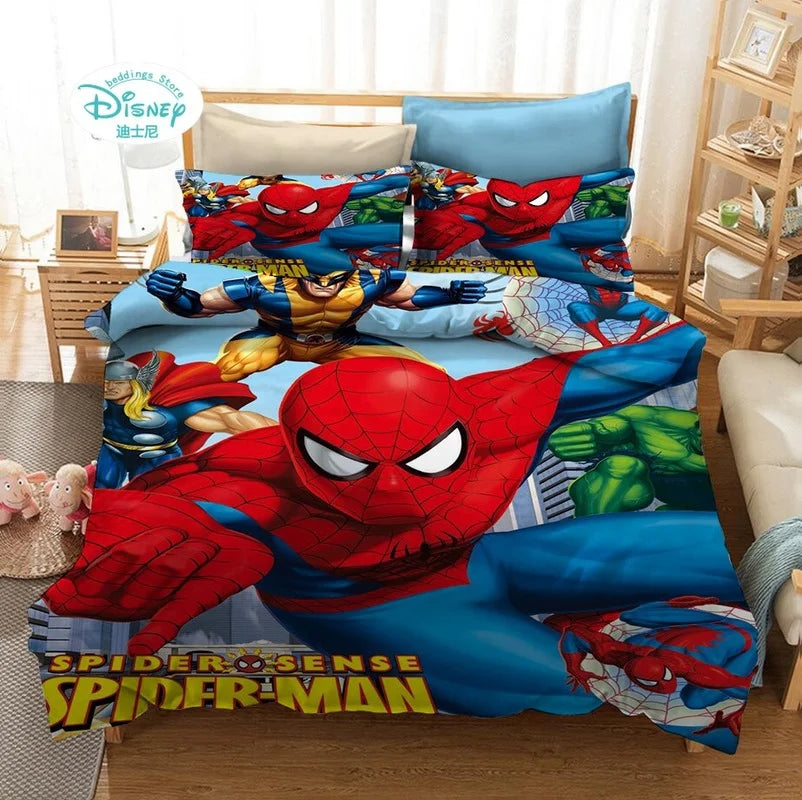 Disney Marvel Duvet Cover Sets Quilt Cover Digital Printing Cartoon Spiderman Kids Bedding Set Pillowcase Boy Adult Gift