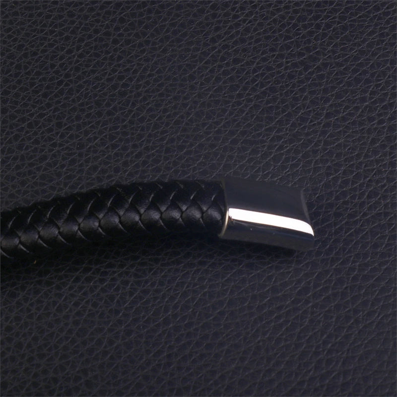Leather & Metal Magnetic Clasp Fashion Bracelet