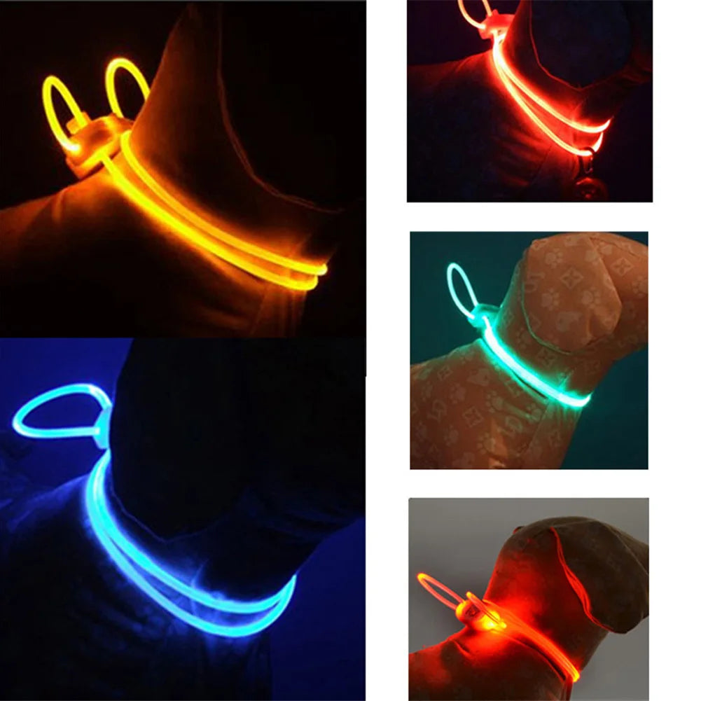 Adjustable LED Pet Collar Luminous Pet Safety Collars Water Resistant Flashing Light Dog Collar Dog Harness Collar #W0