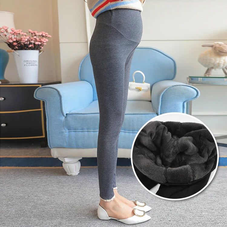 Winter Pregnant Women Black Leggings for Maternity Warm Soft Velvet Pants Pregnancy Inner Wool Clothes Ropa Mujer Embarazada