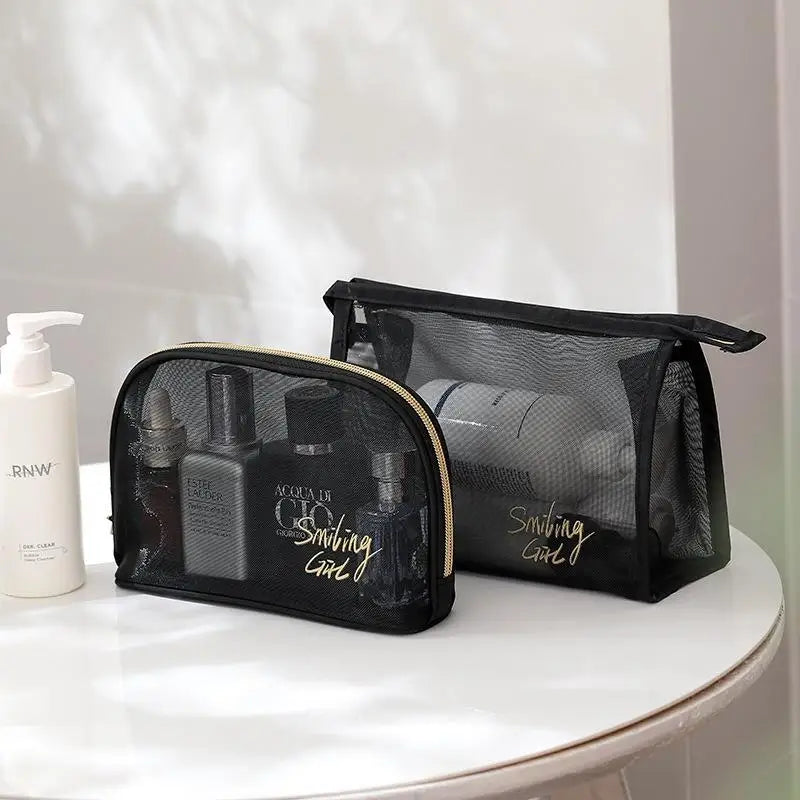 1PC Black Women Men Necessary Cosmetic Bag Transparent Travel Organizer Fashion Small Large Black Toiletry Bags Makeup Pouch