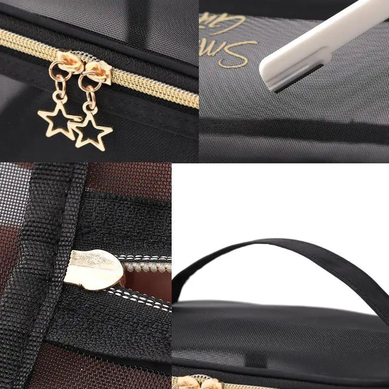 1PC Black Women Men Necessary Cosmetic Bag Transparent Travel Organizer Fashion Small Large Black Toiletry Bags Makeup Pouch