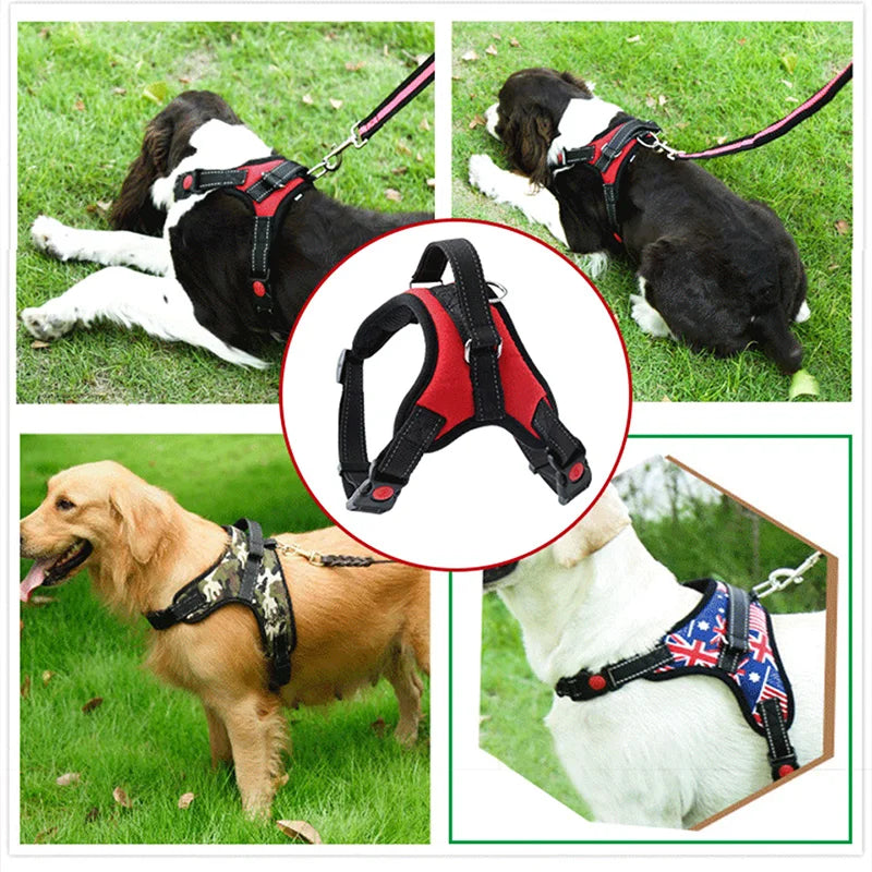 Adjustable Nylon Dog Harness No Pull Reflective Breathable Mesh Dog Harness For Small Medium Large Dogs Pet Dog harness Leash