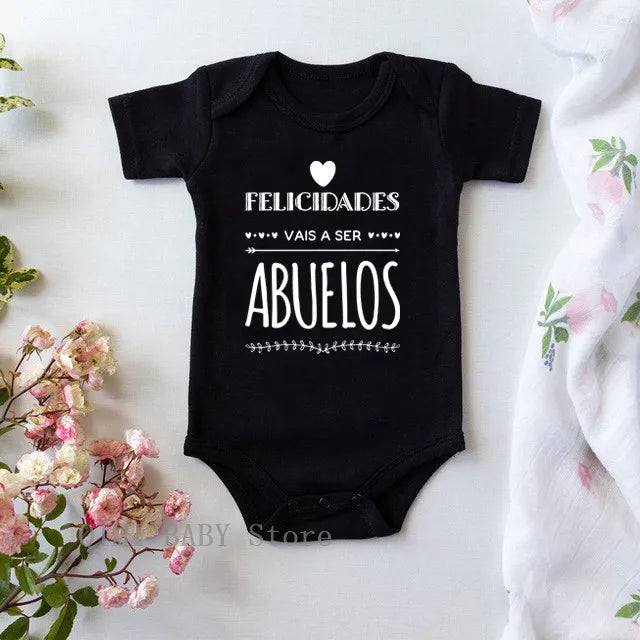 Vais a ser Abuelos Cotton Newborn Baby Bodysuits Cute Summer Baby Rompers Body Baby Boys Girls Clothes Outfits Pregnancy Reveal