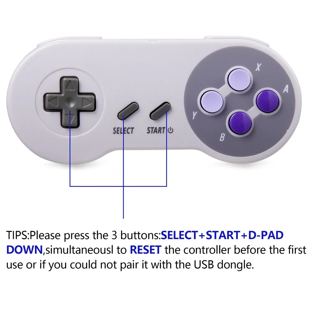 2.4 GHz Wireless Super NES Classic Controller Gamepad Joystick Compatible with SNES/SFC Games Console [Rechargeable]