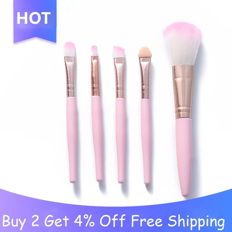 5 Pcs Mini Makeup Brushes Set Tool Cosmetic Eye Shadow Foundation Blush Women Protable Travel Beauty Make Up Brush Maquiagem