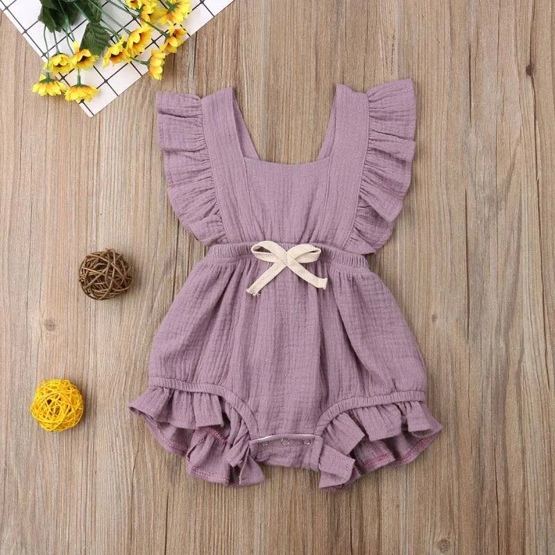 6 Colors Newborn Infant Toddler Clothes Baby Girl Rompers Ruffle Solid Jumpsuit Outfits Sunsuit Children Kids Clothing