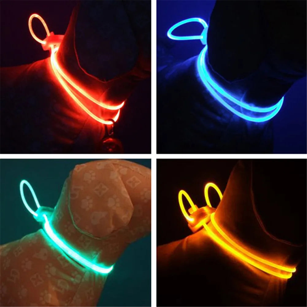 Adjustable LED Pet Collar Luminous Pet Safety Collars Water Resistant Flashing Light Dog Collar Dog Harness Collar #W0