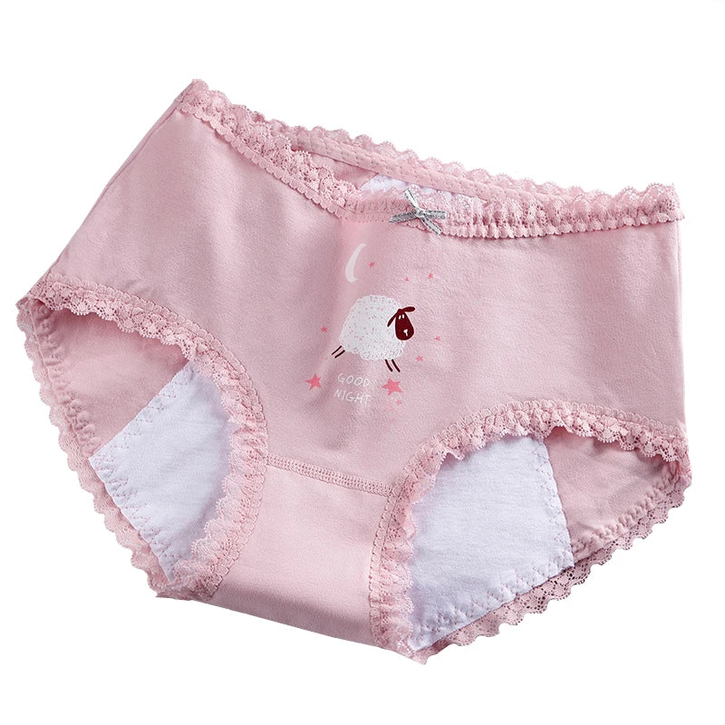 menstrual panties woman Leakproof Women's Cotton Briefs Cartoon Underpants Women Physiological period underwear for monthly