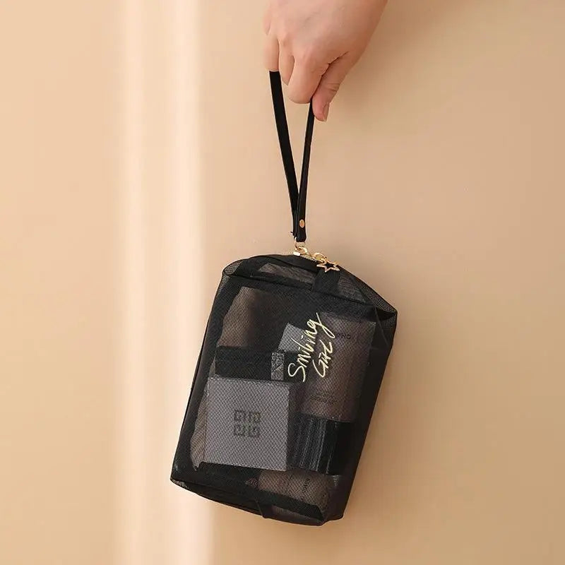 1PC Black Women Men Necessary Cosmetic Bag Transparent Travel Organizer Fashion Small Large Black Toiletry Bags Makeup Pouch