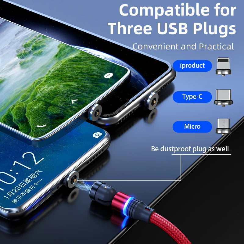 AUFU Magnetic Charging Cable 3m 2m for iPhone Magnet USB C Cable For huawei p30 pro redmi Micro Android Mobile Usb Cord 1M