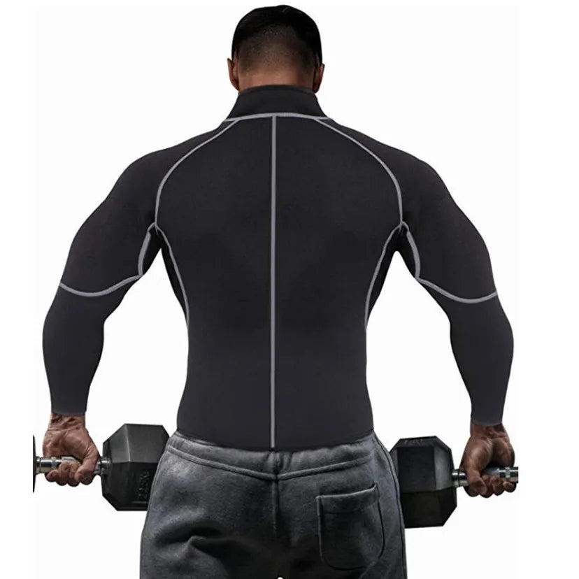 New Men Shapers Sauna Suit Neoprene Sweat Jacket Workout WeightLoss Long Sleeve Waist Trainer Body Shaper with Zipper Undershirt