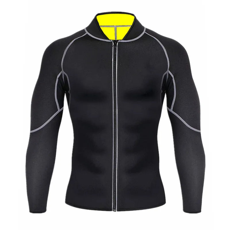 New Men Shapers Sauna Suit Neoprene Sweat Jacket Workout WeightLoss Long Sleeve Waist Trainer Body Shaper with Zipper Undershirt