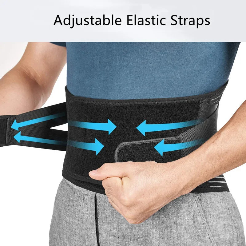 Adjustable Lower Back Brace Waist Support Belt Strap with 4 Stays Breathable Orthopedic Lumbar Belt for Herniated Disc Sciatica