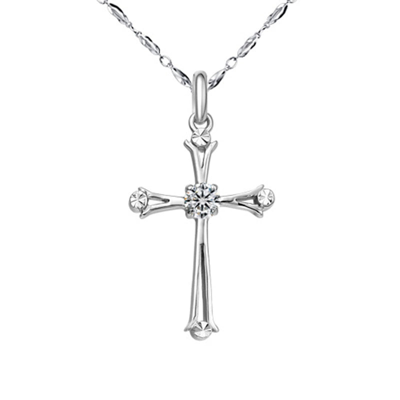 925 Sterling Silver Sweet Loving Heart Wings Cross Pendant