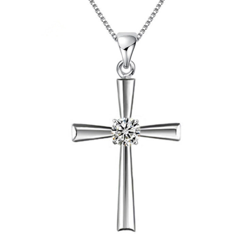 925 Sterling Silver Sweet Loving Heart Wings Cross Pendant