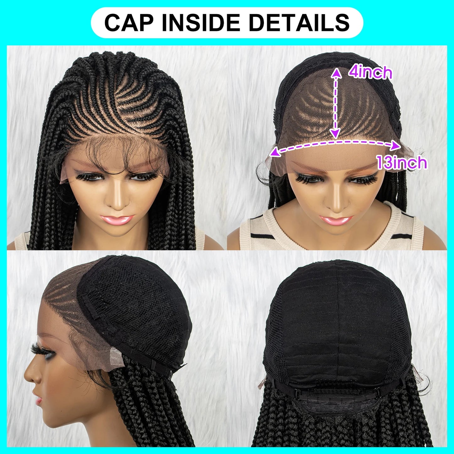 Synthetic Braided Wigs 13x4 HD Lace Front.