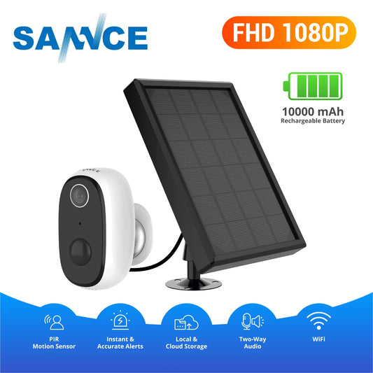 SANNCE 6000mAh Rechargeable Battery Powered IP Camera Solar Power Charging 1080P HD Outdoor Wireless Security WiFi Camera