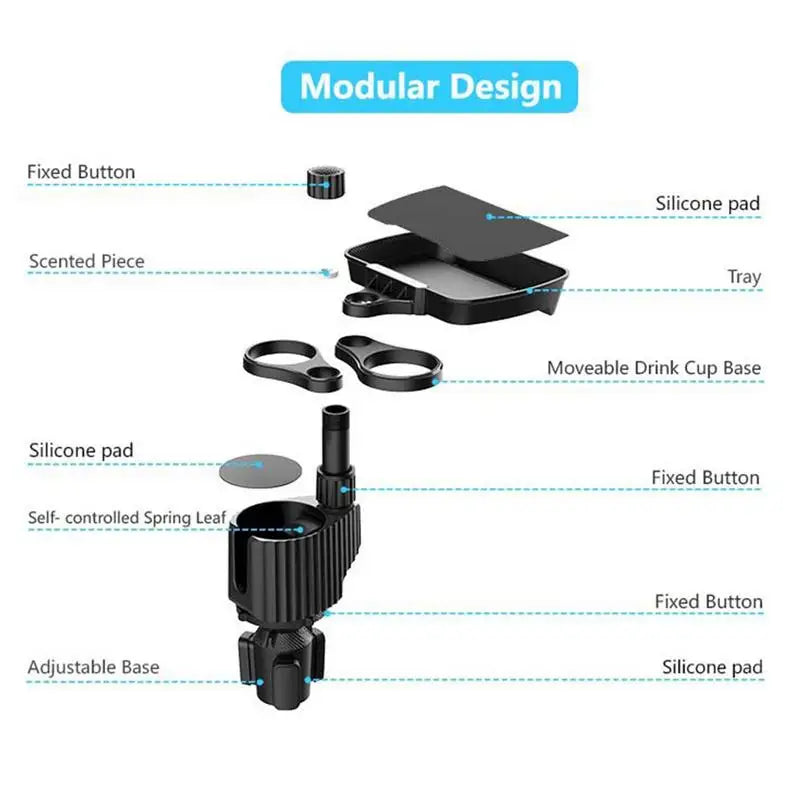 Car Cup Holder With Tray 360 Degree Rotation Automotive Cup Attachable Food Tray Organized Drink Holder For Car Accesssories