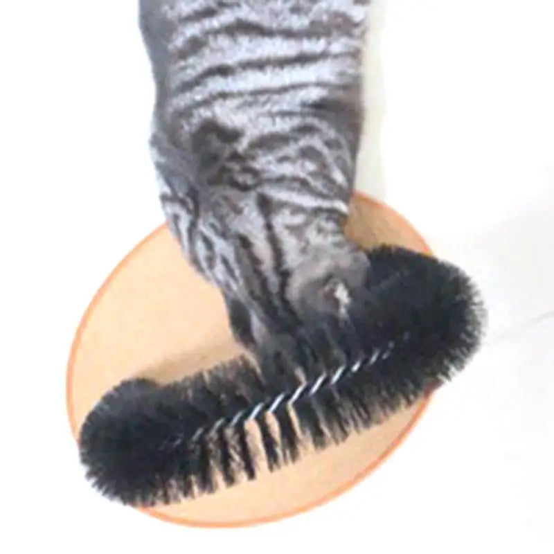 Cat Massage Toy Brush Scratcher For Pets Scratching Devices Arch Door Cat Self Groomer With Round Stable Fleece Base