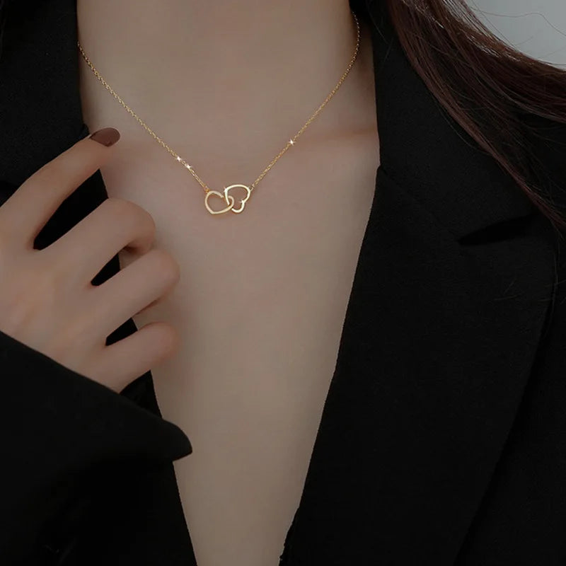 One Pieces Mother's Day Gift Steel Chain Heart Necklaces for Women Girls Minimalist Bijoux Cheap Items with Free Shipping