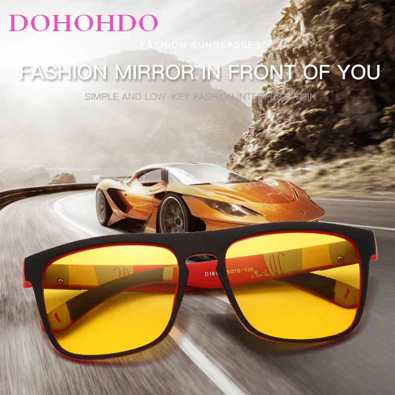 DOHOHDO Men Night Vision Glasses Women Polarized Sunglasses Yellow Lens Anti-Glare Goggle Night Driving Sunglasses Eyewear UV400