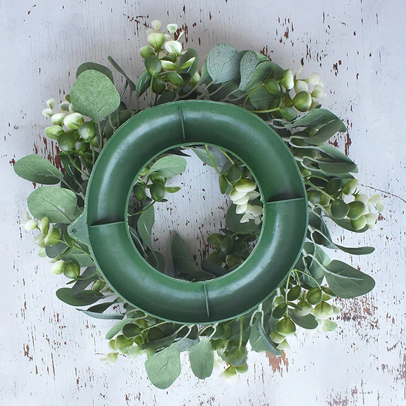 35Cm Green Leaf Eucalyptus Wreath Round Green Faux Leaf  Garland Patio Garden Porch Farmhouse Festival Celebration Vine Wreath