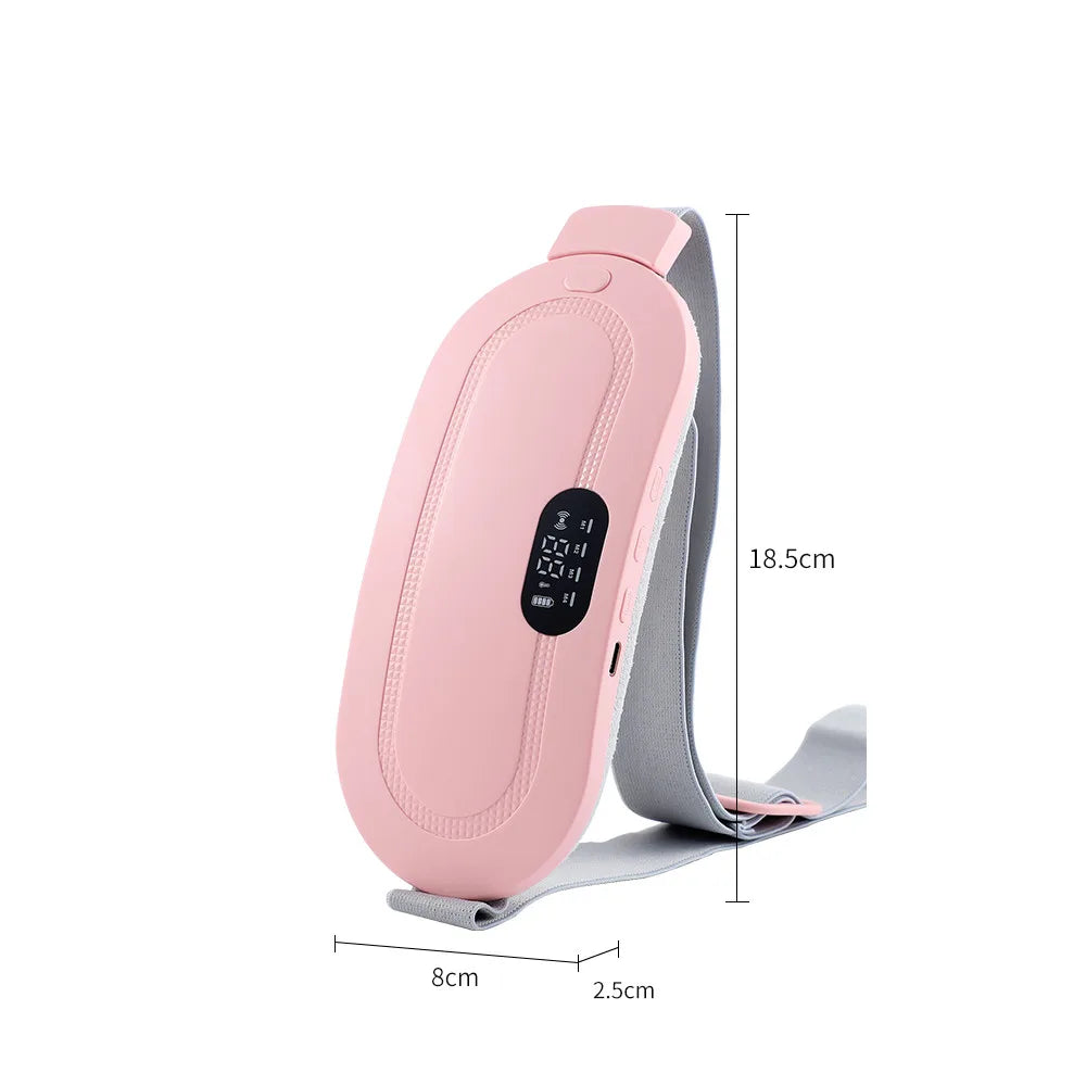 Rechargeable Electric Period Cramp Massager with Vibrator Heating Belt for Menstrual Relief Pain