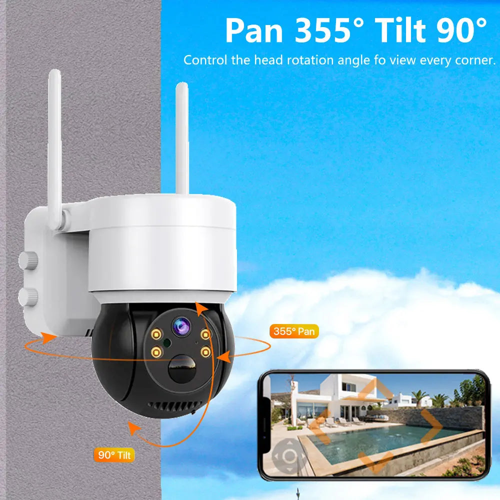 5MP WiFi Solar Camera Outdoor Night Vision PTZ IP Camera With Solar Panel Recharge Battery 2MP CCTV Video Surveillance Cameras