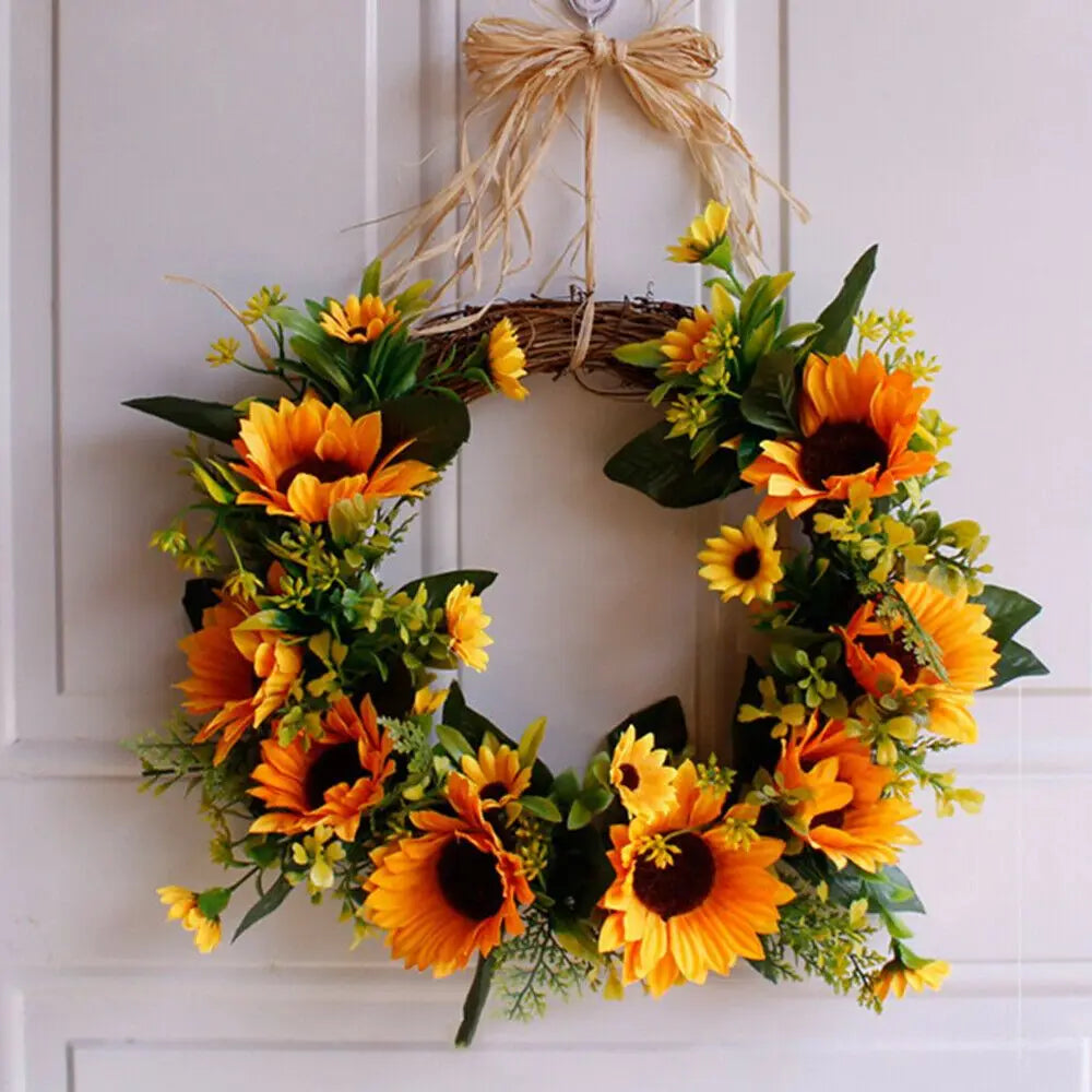 10-30CM Round/Heart  Shape Sepak Takraw Wreath Wicker Rattan Garland Door Hanging Decor