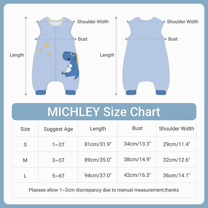 MICHLEY Unisex Cartoon Children Baby Sleeping Bag Sack With Feet Sleeveless Sleepwear sleepsack Pajamas For Girls Boys Kids 1-6T