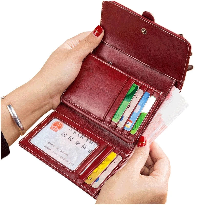 High Quality Women's Genuine Leather Wallet Female RFID Anti Theft Card Holder Coin Purse Wallets for Women Clutch Bag