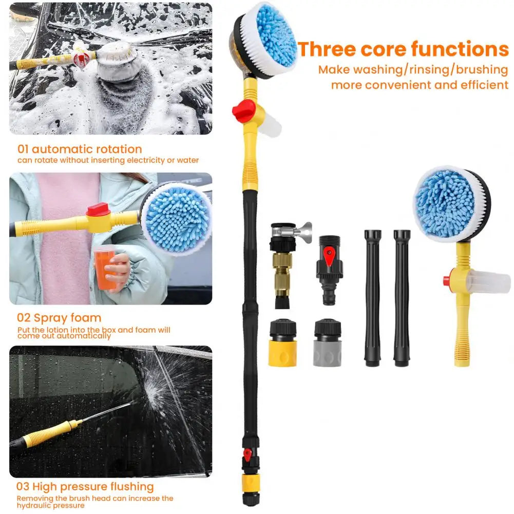 Auto Rotating Retractable Car Wash Brush with Long Handle 360 Degree Spin Mop Automatically Foams Car Wash Kit