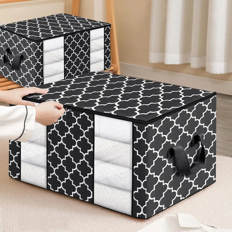 Foldable Comforter Storage Bag Large Capacity Quilt Blanket Sorting Bag With Handle Dustproof Clothing Sweater Closet Organizer