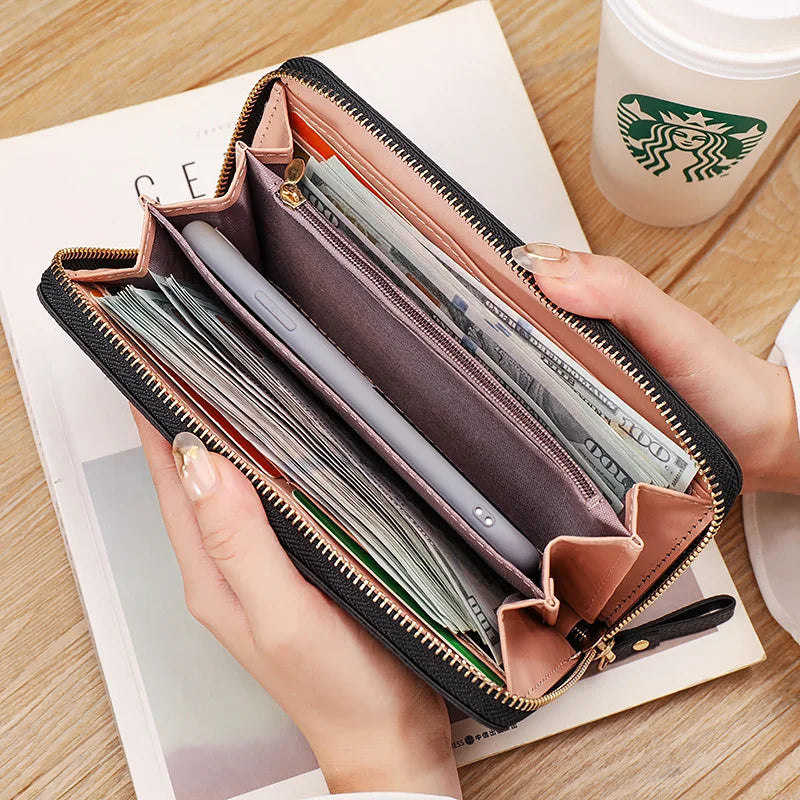 New Wallets Zipper Coin Purse Lady Long Short Purses Handbags Women Clutch Cards Holder PU Leather Moneybag Billfold Wallet