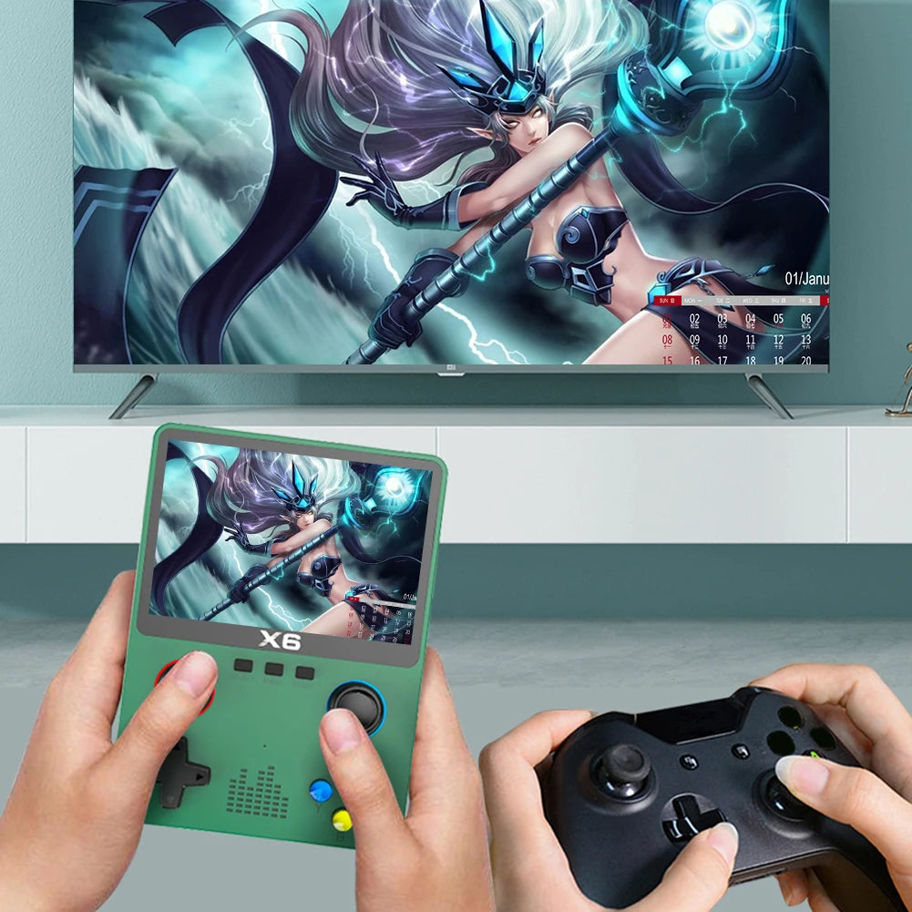 X6 Handheld Game Console 3.5 Inch IPS Screen Retro Game Player 3D Joystick With 10000+ Games 11 Emulator For Children's Gift