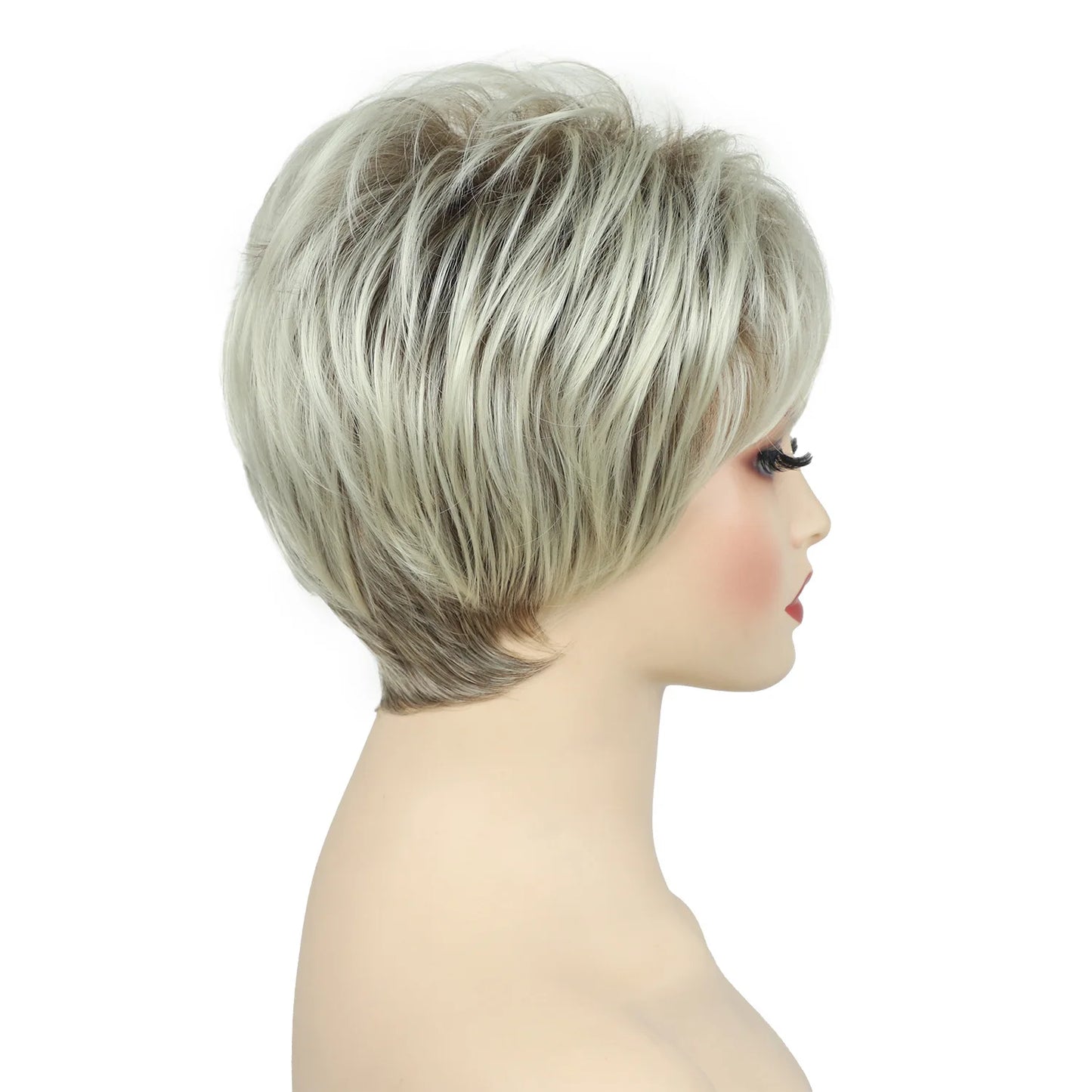 Ombre Blonde Wig Synthetic Wigs for White Women Short Pixie Hair Wig Natural Looking Heat Resistant Fiber