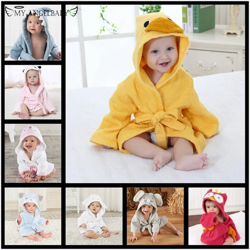 2-6 year Baby Robe Cartoon Hoodies Girl Boys Sleepwear Good Quality Bath Towels Kids Soft Bathrobe Pajamas Children's Clothing