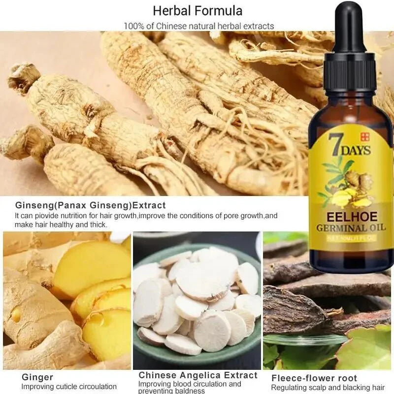 7 Days Ginger Hair Growth Serum Fast Promote Hair Regrowth Products Anti Hair Loss Scalp Treatment Baldness Care Essential Oils