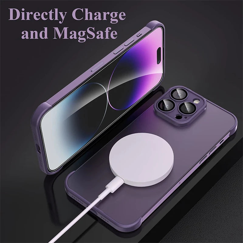 2 In 1 Frameless TPU Silicone Bumper with Glass Screen Protector Case for IPhone 14 13 12 11 15 Pro Max Plus 14Pro 15Pro Cover