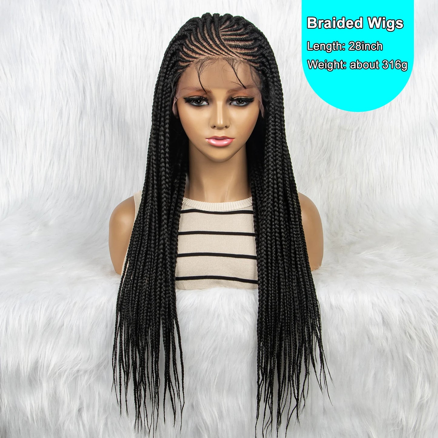 Synthetic Braided Wigs 13x4 HD Lace Front.