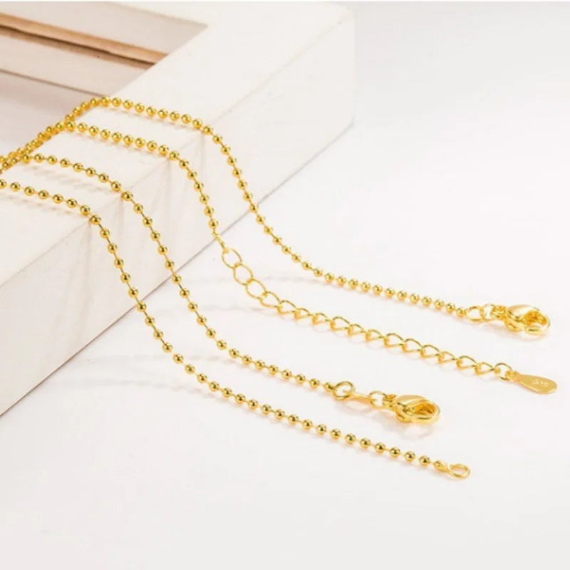 New Necklace 18k Gold Necklace Light Bead Gold Chain Women's Jewelry Necklace Wedding Party Gift Jewelry Lobster Clasp