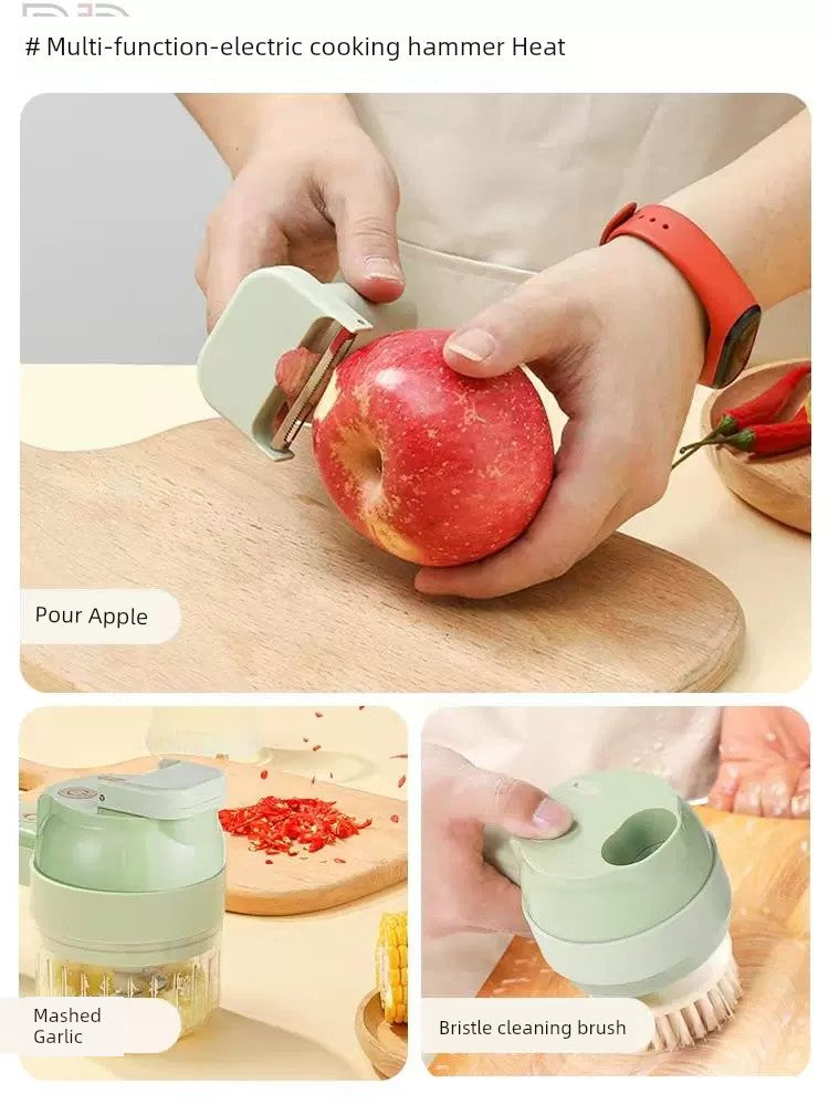 Handheld Side Dish Cooking Machine Chopping Pepper Circle Chopped Green Onion Chopper Cut Ginger Powder Garlic Slice Vegetable Cutter Electric Garlic Grinder