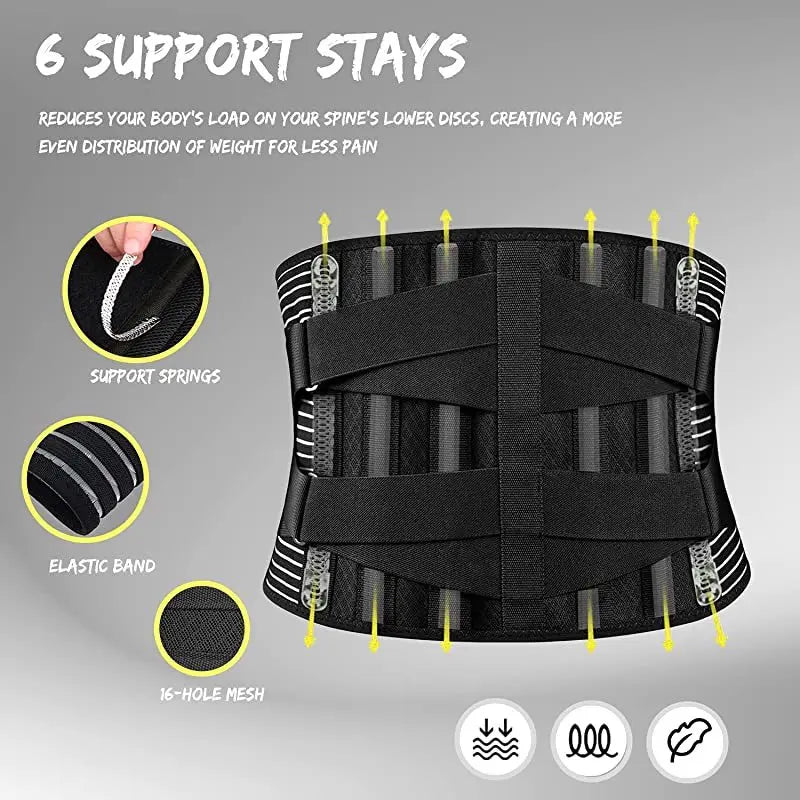 Adjustable Lumbar Back Brace Anti-skid Waist Support Belt for Men Women Lower Back Pain, Herniated Disc, Sciatica, Scoliosis