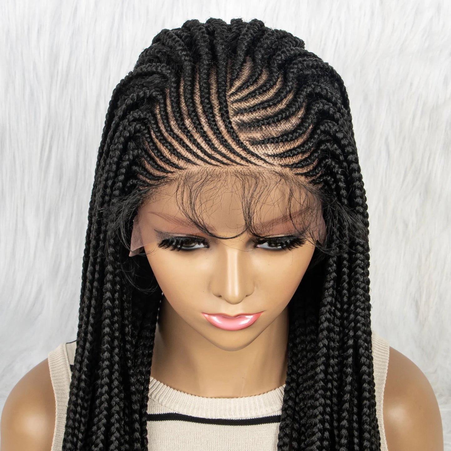 Synthetic Braided Wigs 13x4 HD Lace Front.