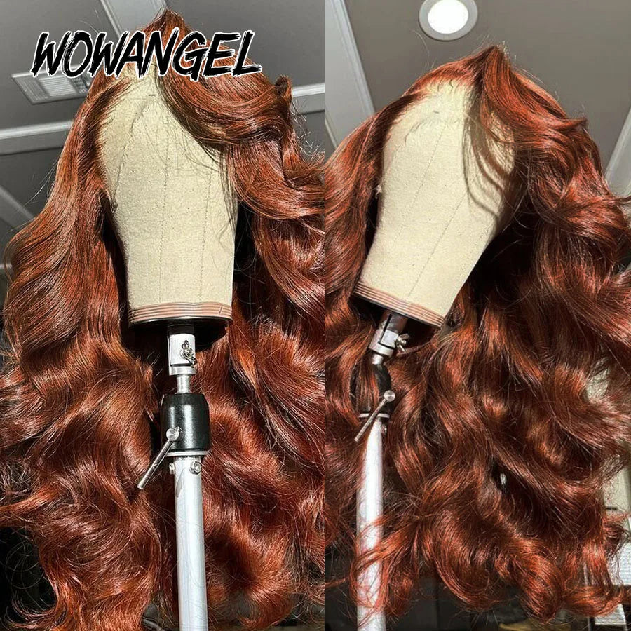 30inch Body Wave Wigs 13x6 HD Lace Frontal Wigs Reddish Brown Colored Wigs HD Transparent Lace Front Human Hair Wigs For Woman