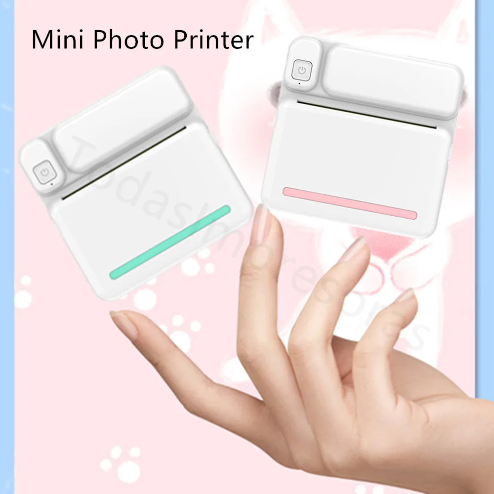 Portable Mini Thermal Printer Wireless BT 203dpi C9 C15 C19 Photo Label Memo Wrong Question Printing With USB Cable Text Printer