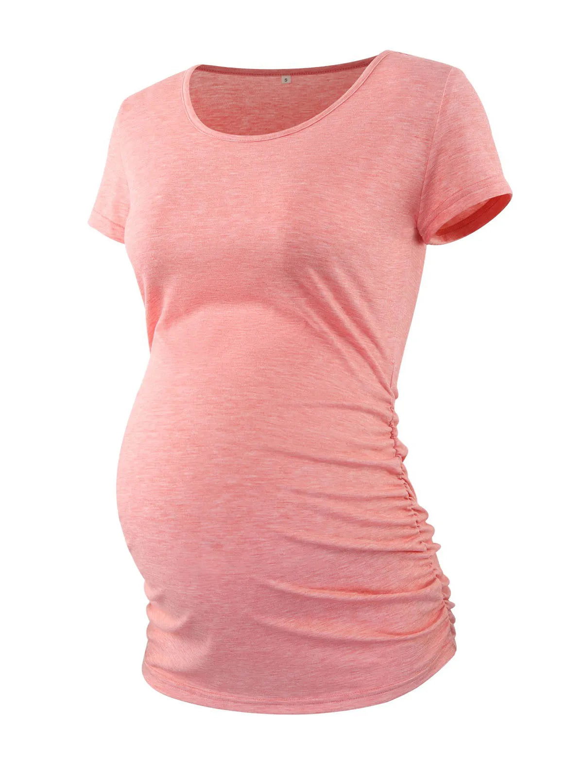 LIU &QU Maternity Clothes Pregnant Top V neck Side Ruched Maternity T Shirts Womens Clothing Pregnancy Tee Shirt Ropa Mujer S-XL